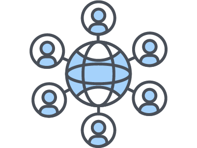 People connected around the globe icon