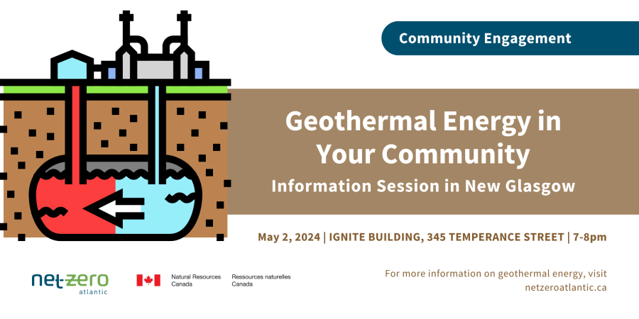 Ad for geothermal energy discussion in Pictou County